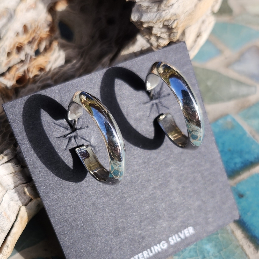 Sterling Silver Solid Hoop Earrings - image 7